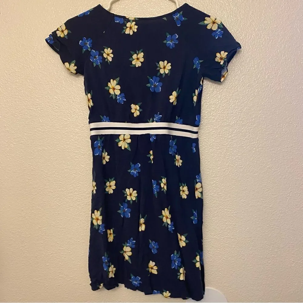 Old navy girls blue yellow Floral short sleeve rayon dress bundle set L 10/12
